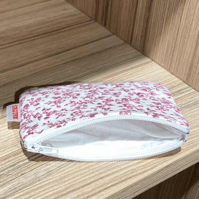Porte-monnaie fleurs rose