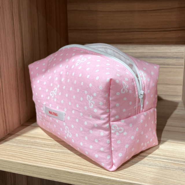 Trousse cube coquette à pois
