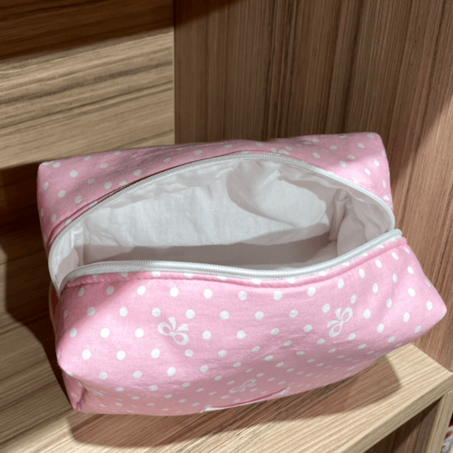 Trousse cube coquette à pois