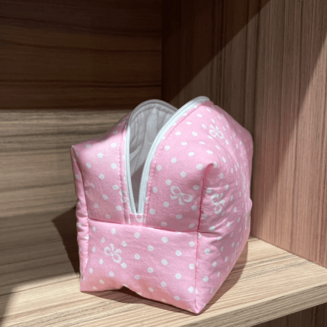 Trousse cube coquette à pois