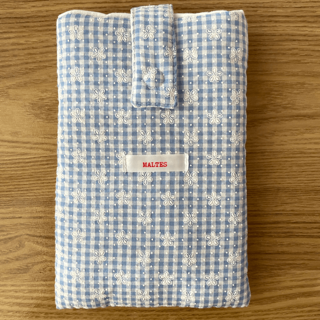 Housse de livre vichy bleu (poche)