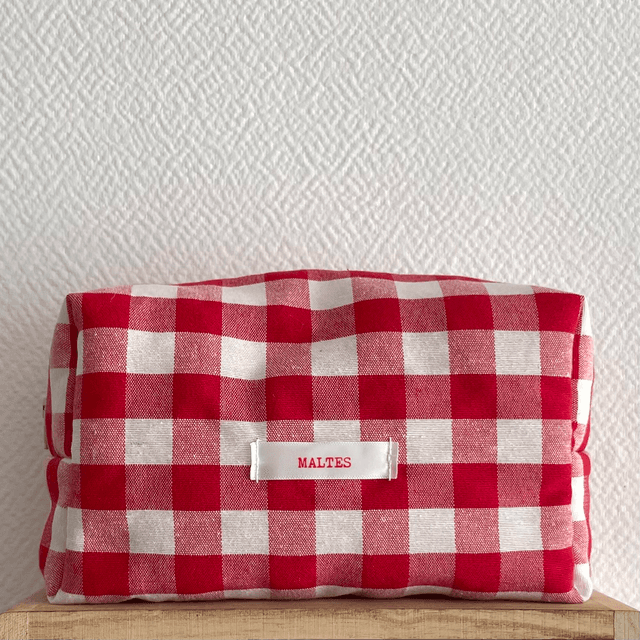 Trousse cube vichy rouge