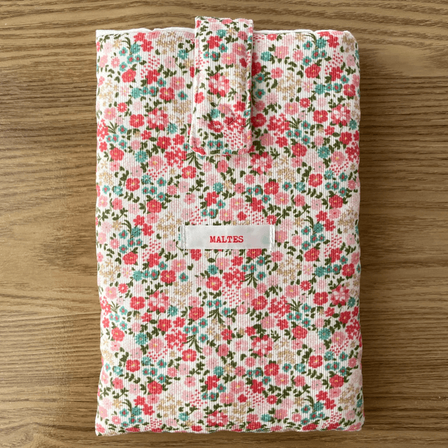 Housse de livre mini fleurs rose (poche)